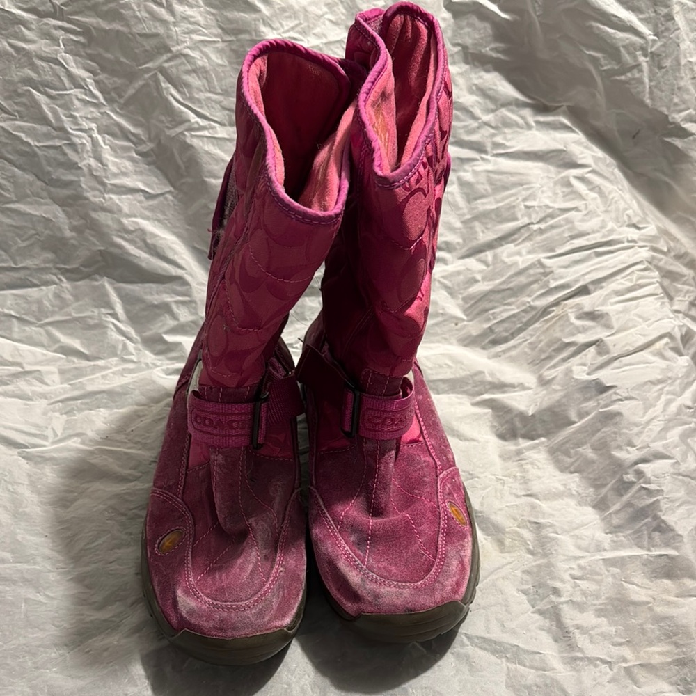 Pink Coach Quilted Boots
